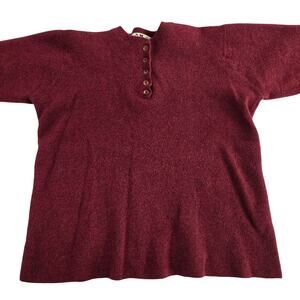 Eddie Bauer AKA Women’s Wool Sweater Burgundy Henley Button Front XL VTG